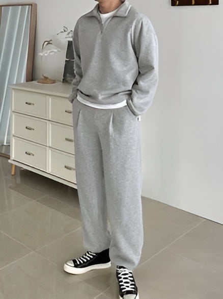 Pack of 3 Men’s Solid Color Fleece Sweatsuit Set – Casual Autumn & Winter Tracksuit for Men