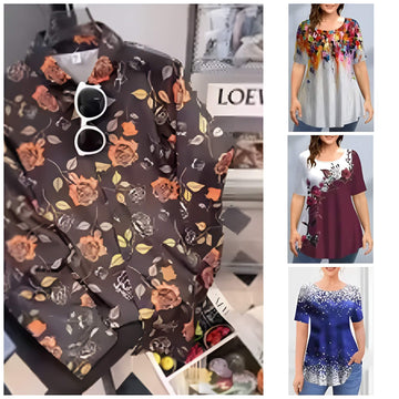 Pack of 4 Trendy Summer T-Shirts for Women β Floral & Graphic Prints | Breathable, Stylish, and Comfortable - 1028