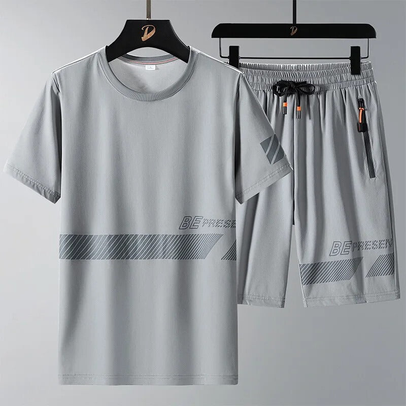 Buy 1 Get 1 Free Men's Summer Set Casual Sports Suit Tracksuit - Short Sleeves T-Shirt  881