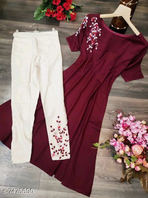Chic Pack of 2 Women's Casual Summer Suit Set β Premium Stitched Kurti & Trousers | 50% Off Summer Sale | Item No. 986502