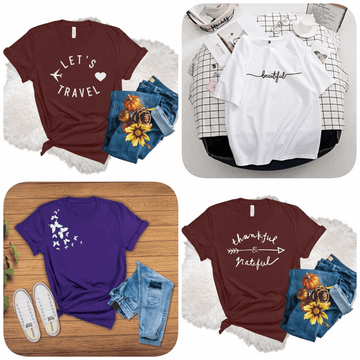 Pack of 4 Trendy Graphic Printed T-Shirts for Women – Stylish & Comfortable Summer Wear - 73665