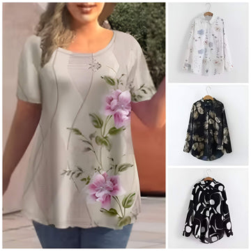 Pack of 4 Trendy Summer T-Shirts for Women β Floral & Graphic Prints | Breathable, Stylish, and Comfortable - 1039