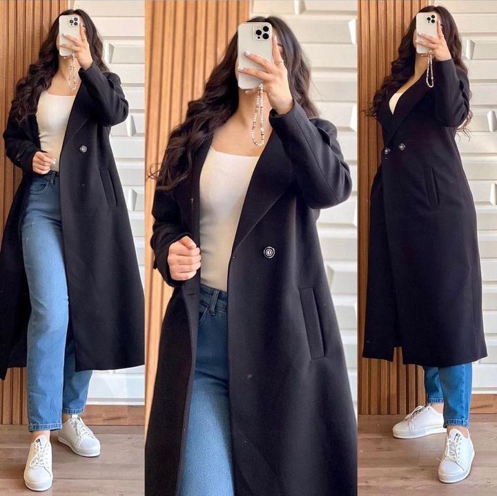 Long Fleece Trench Coat For Women's LY 0023