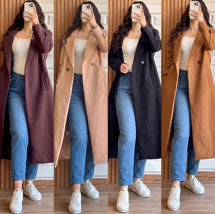 Long Fleece Trench Coat For Women's LY 0023