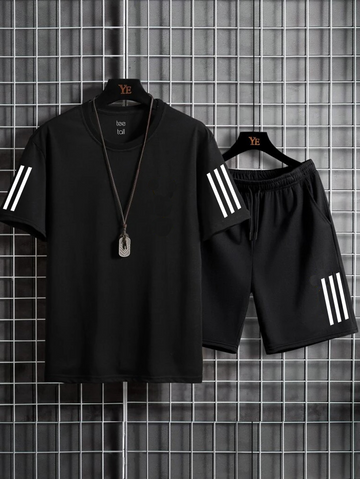 Mens Summer Shorts + T-Shirt Set - SS22 - Black Black