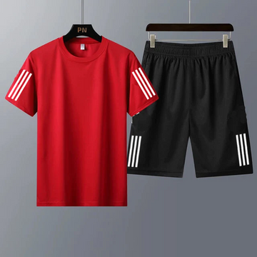 Mens Summer Shorts + T-Shirt Set - SS22 - Red Black