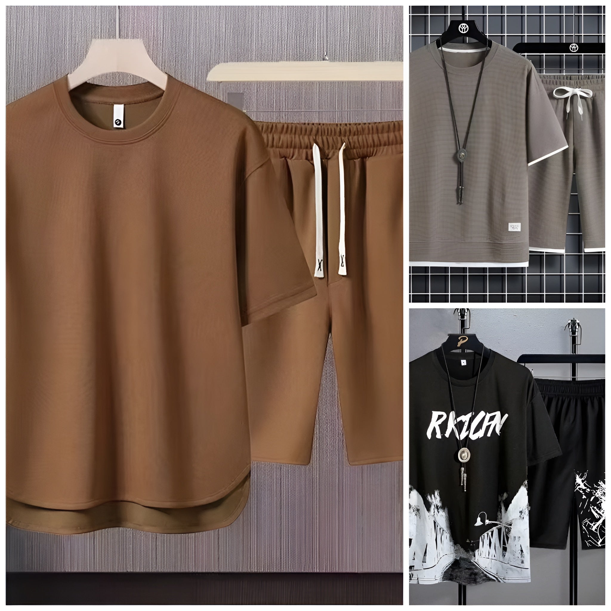 Pack of 3 Men's Summer Sports Suit Tracksuit - Short Sleeves T-Shirts 6528