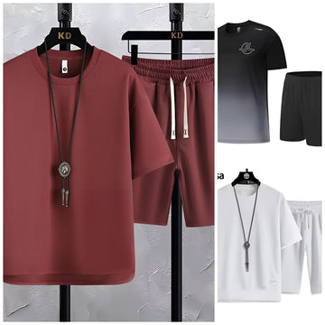 Pack of 3 Men's Summer Sports Suit Tracksuit - Short Sleeves T-Shirts 6532