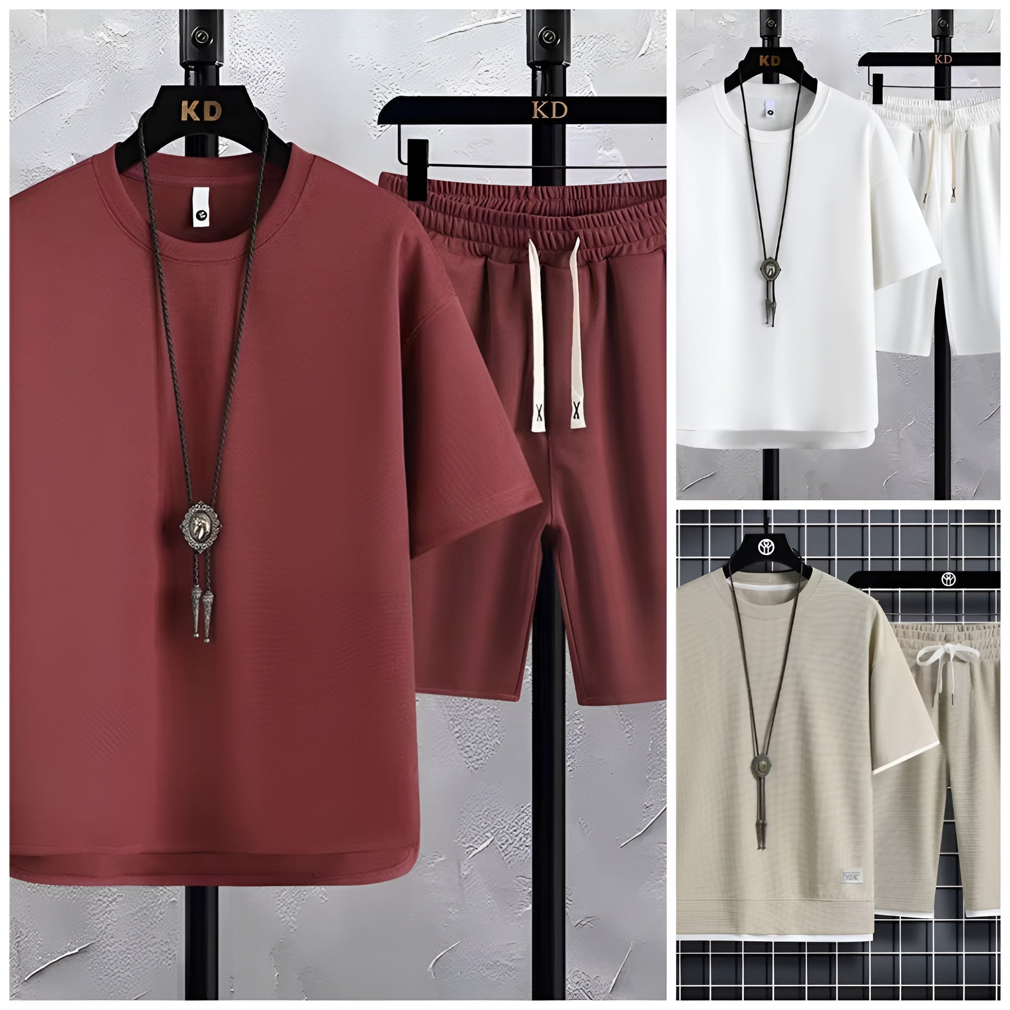 Pack of 3 Men's Summer Sports Suit Tracksuit - Short Sleeves T-Shirts 6533