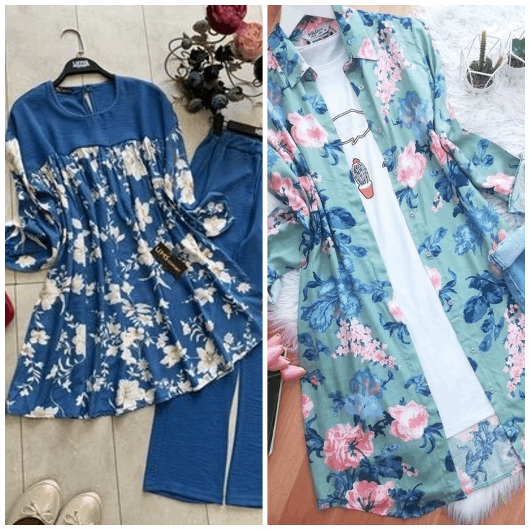 Chic Pack of 2 Women's Casual Summer Suit Set – Premium Stitched Kurti & Trousers | 50% Off Summer Sale | Item No. 986501