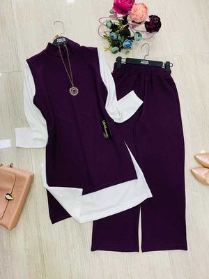 Chic Pack of 2 Women's Casual Summer Suit Set – Premium Stitched Kurti & Trousers | 50% Off Summer Sale | Item No. 986504