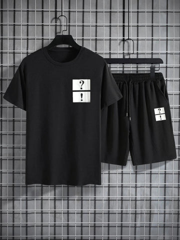 Mens Summer Shorts + T-Shirt Set - SS65 - Black Black