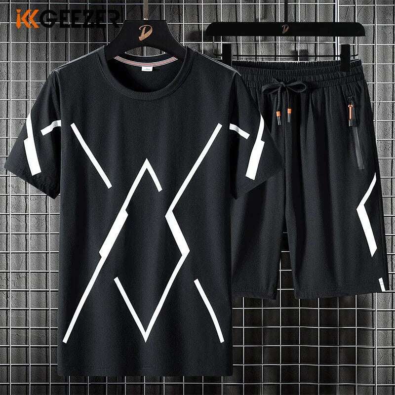 Buy 1 Get 1 Free Men's Summer Set Casual Sports Suit Tracksuit - Short Sleeves T-Shirt  885