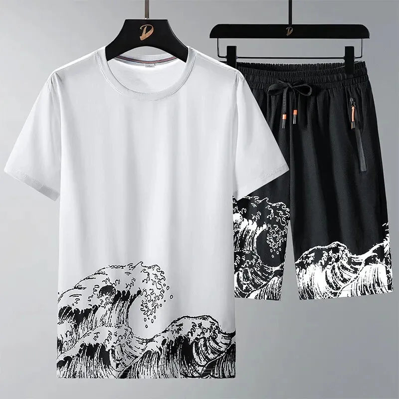 Buy 1 Get 1 Free Men's Summer Set Casual Sports Suit Tracksuit - Short Sleeves T-Shirt  895
