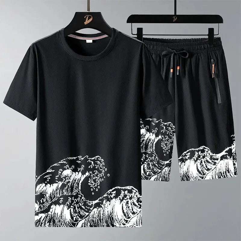 Buy 1 Get 1 Free Men's Summer Set Casual Sports Suit Tracksuit - Short Sleeves T-Shirt  882
