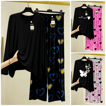 Pack of 3 Women’s Summer Loungewear Sets – Printed T-Shirts & Trousers Women's Summer Suit 901