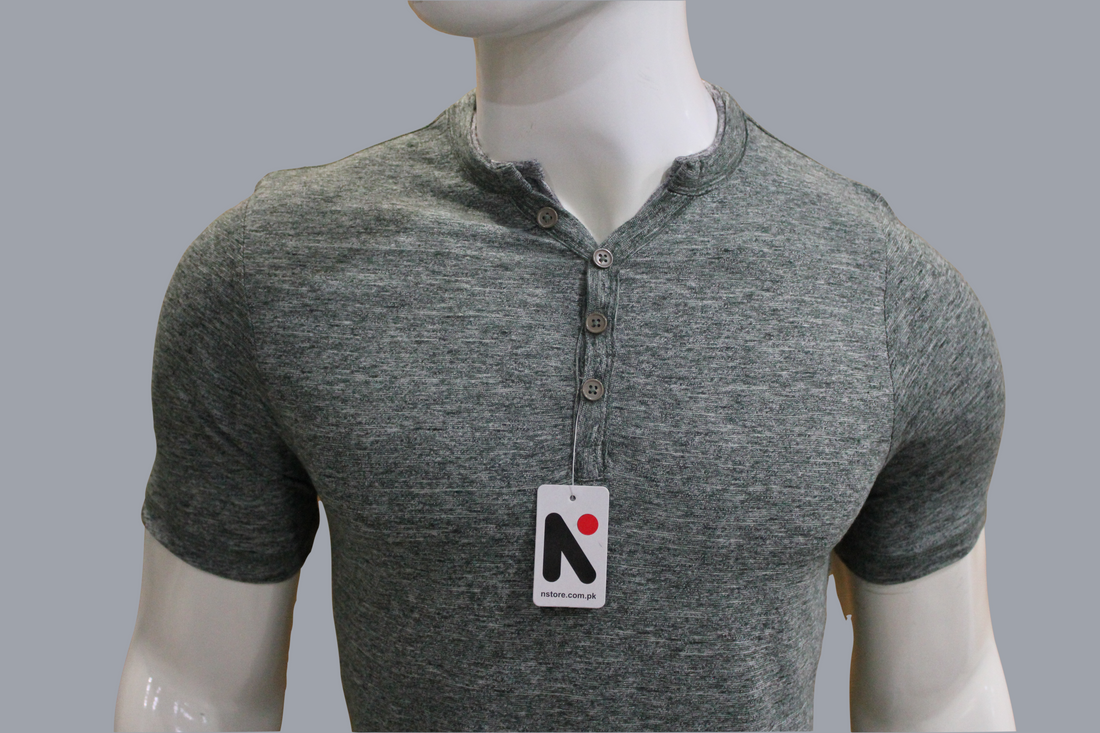 Men's Summer Smoky Green Henley T-Shirts