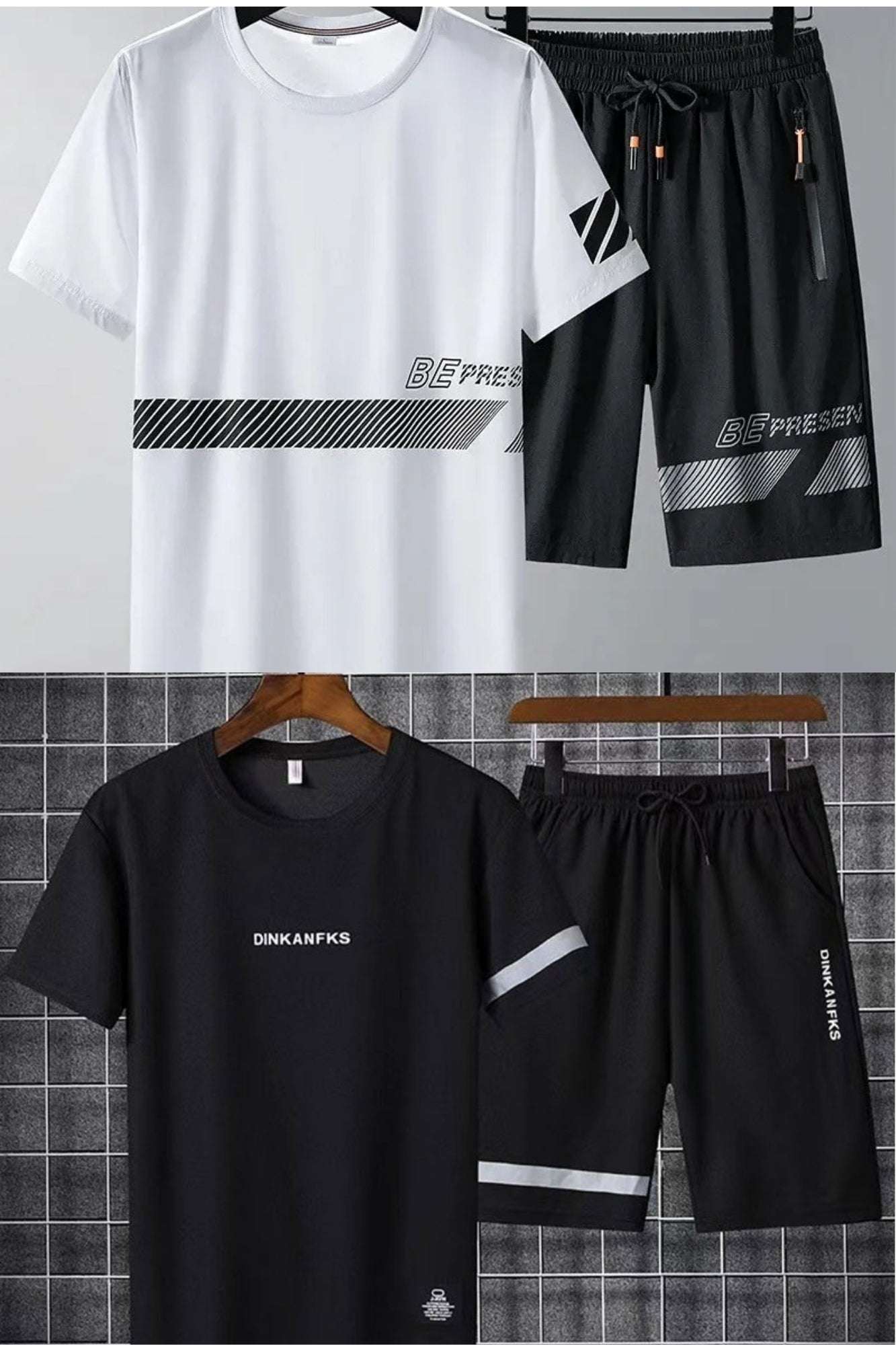 Buy 1 Get 1 Free Men's Summer Set Casual Sports Suit Tracksuit - Short Sleeves T-Shirt  888