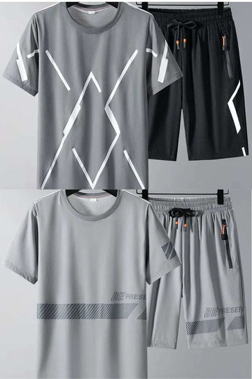 Buy 1 Get 1 Free Men's Summer Set Casual Sports Suit Tracksuit - Short Sleeves T-Shirt  889