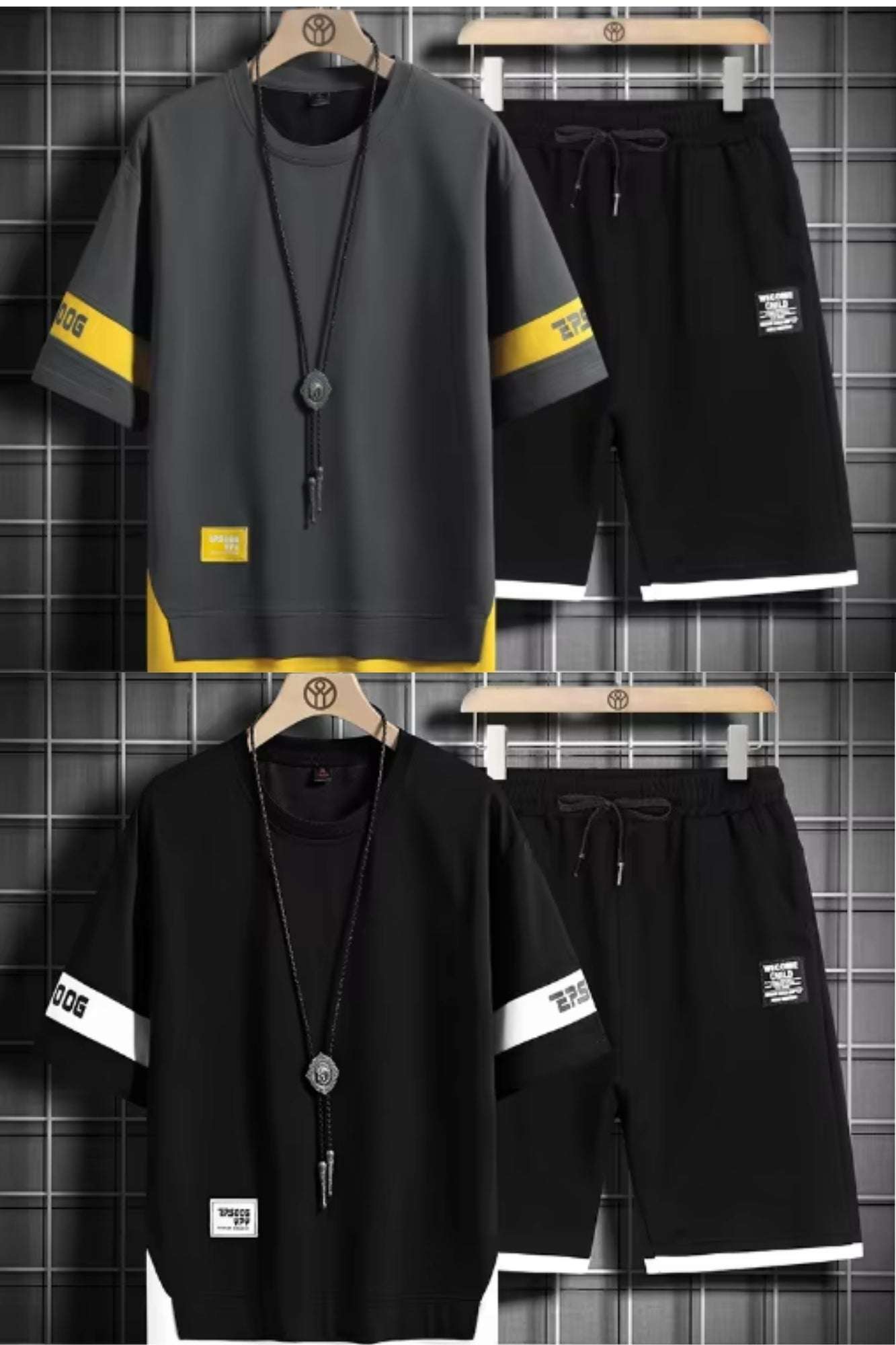 Buy 1 Get 1 Free Men's Summer Set Casual Sports Suit Tracksuit - Short Sleeves T-Shirt  890