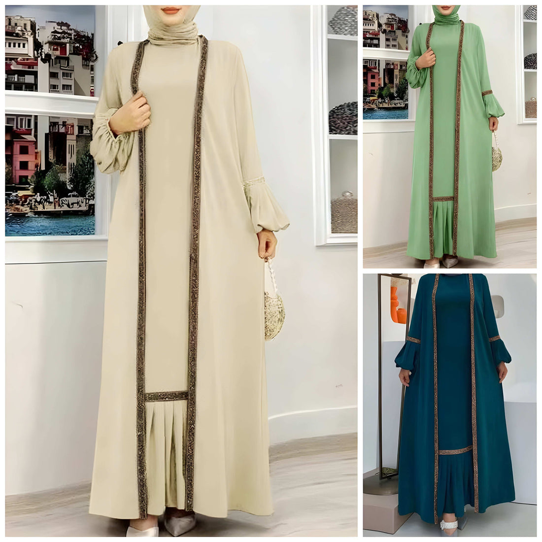 Pack of 3 Stylish Abaya l Premium Quality l All Sizes Available #1090