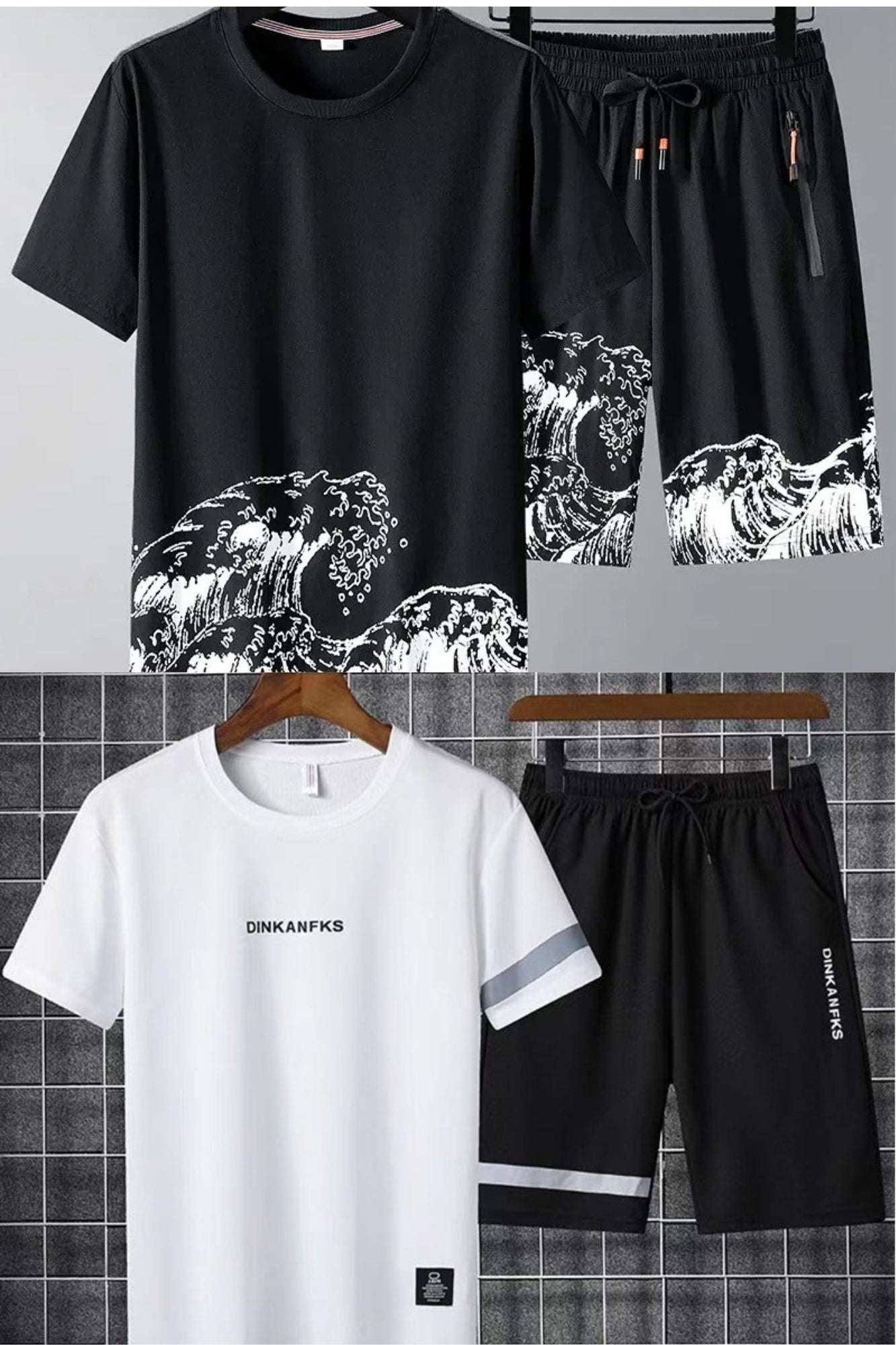 Buy 1 Get 1 Free Men's Summer Set Casual Sports Suit Tracksuit - Short Sleeves T-Shirt  893