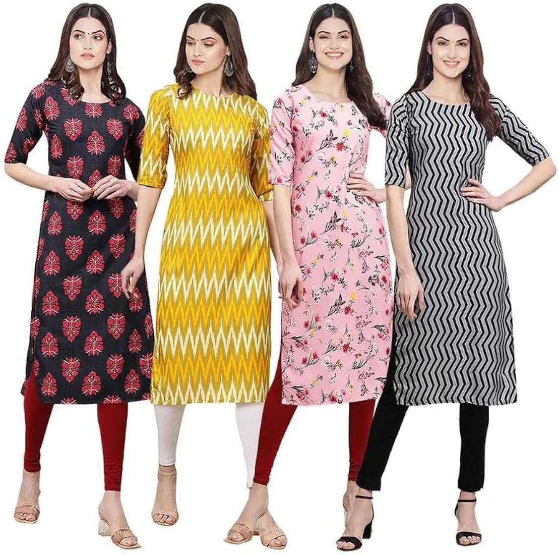 Pack of 4 Women's Summer Cotton Kurtis - 50% Off Sale - 1033472