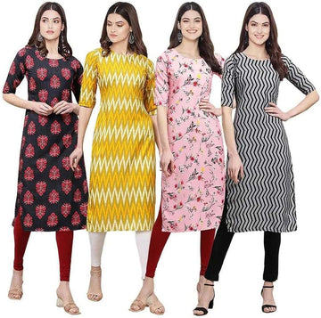 Pack of 4 Women's Summer Cotton Kurtis - 50% Off Sale - 1033472