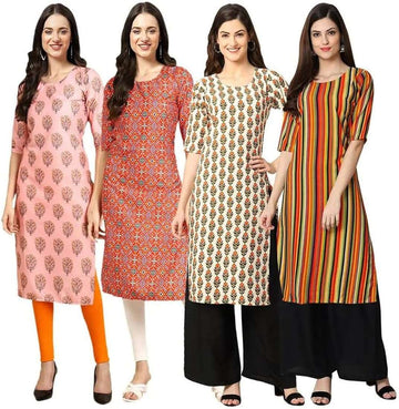 Pack of 4 Women's Summer Cotton Kurtis - 50% Off Sale - 1033473