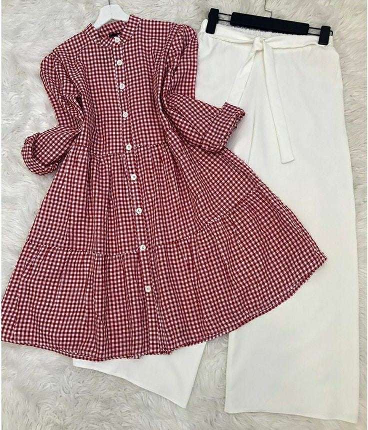 Chic Pack of 2 Women's Casual Summer Suit Set – Premium Stitched Kurti & Trousers | 50% Off Summer Sale | Item No. 986500