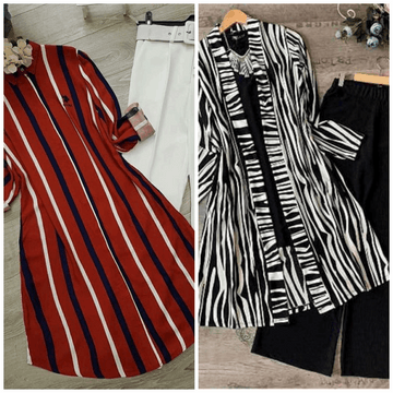 Chic Pack of 2 Women's Casual Summer Suit Set – Premium Stitched Kurti & Trousers | 50% Off Summer Sale | Item No. 986495