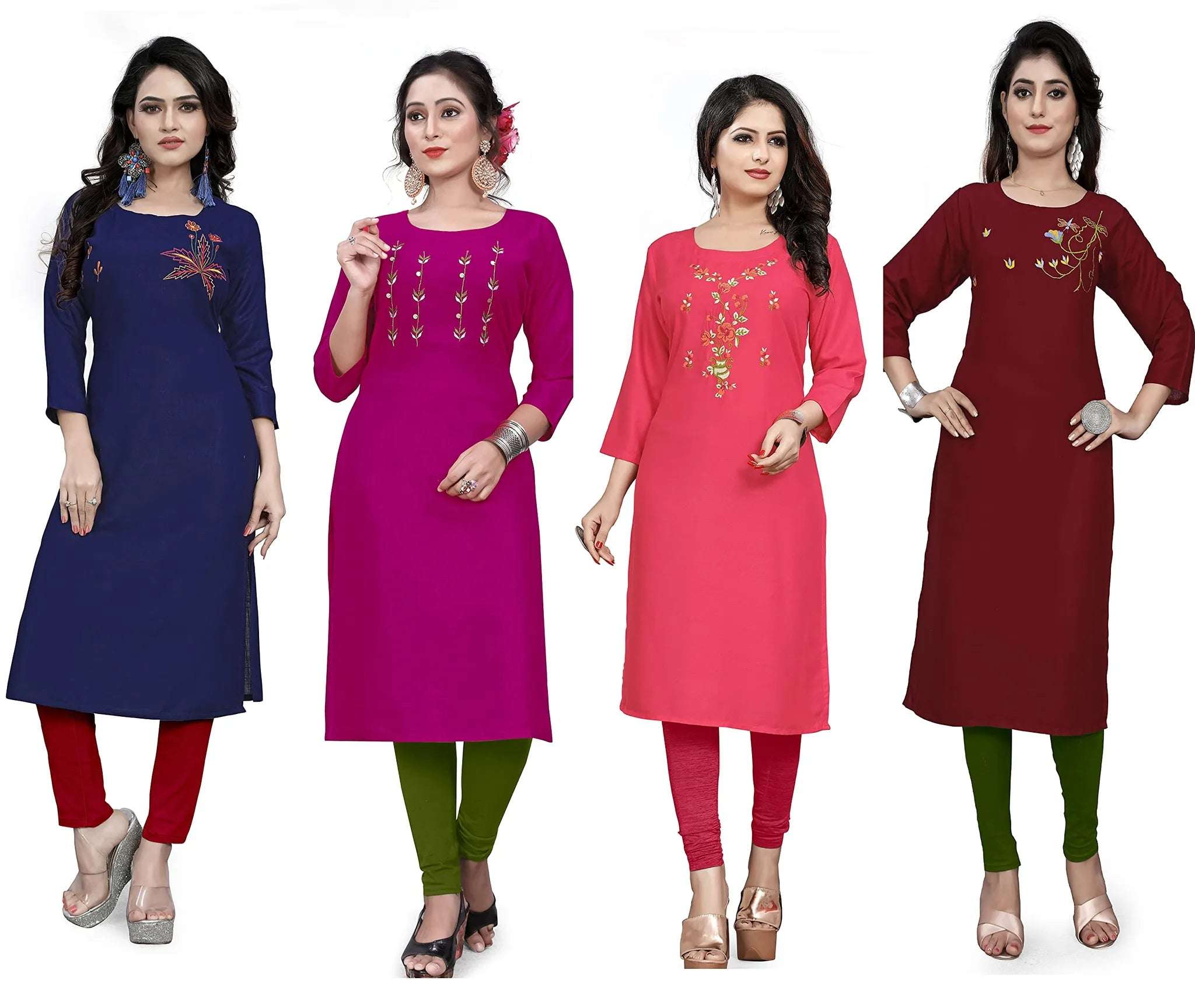 Pack of 4 Women's Summer Cotton Kurtis - 50% Off Sale - 1033475