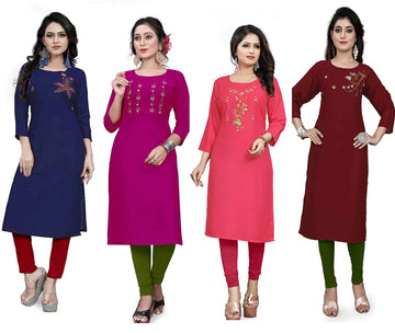Pack of 4 Women's Summer Cotton Kurtis - 50% Off Sale - 1033475