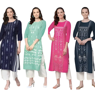 Pack of 4 Women's Summer Cotton Kurtis - 50% Off Sale - 1033471