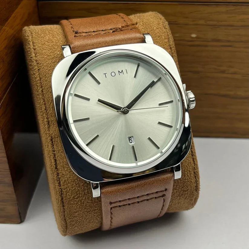 Men's TOMI T-084 Watch Quartz Date Leather Strap
