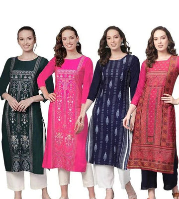 Pack of 4 Women's Summer Cotton Kurtis - 50% Off Sale - 1033476