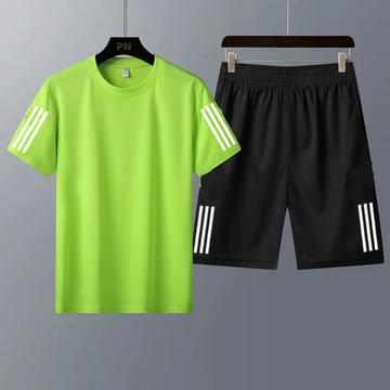 Mens Summer Shorts + T-Shirt Set - SS22 - Green Black