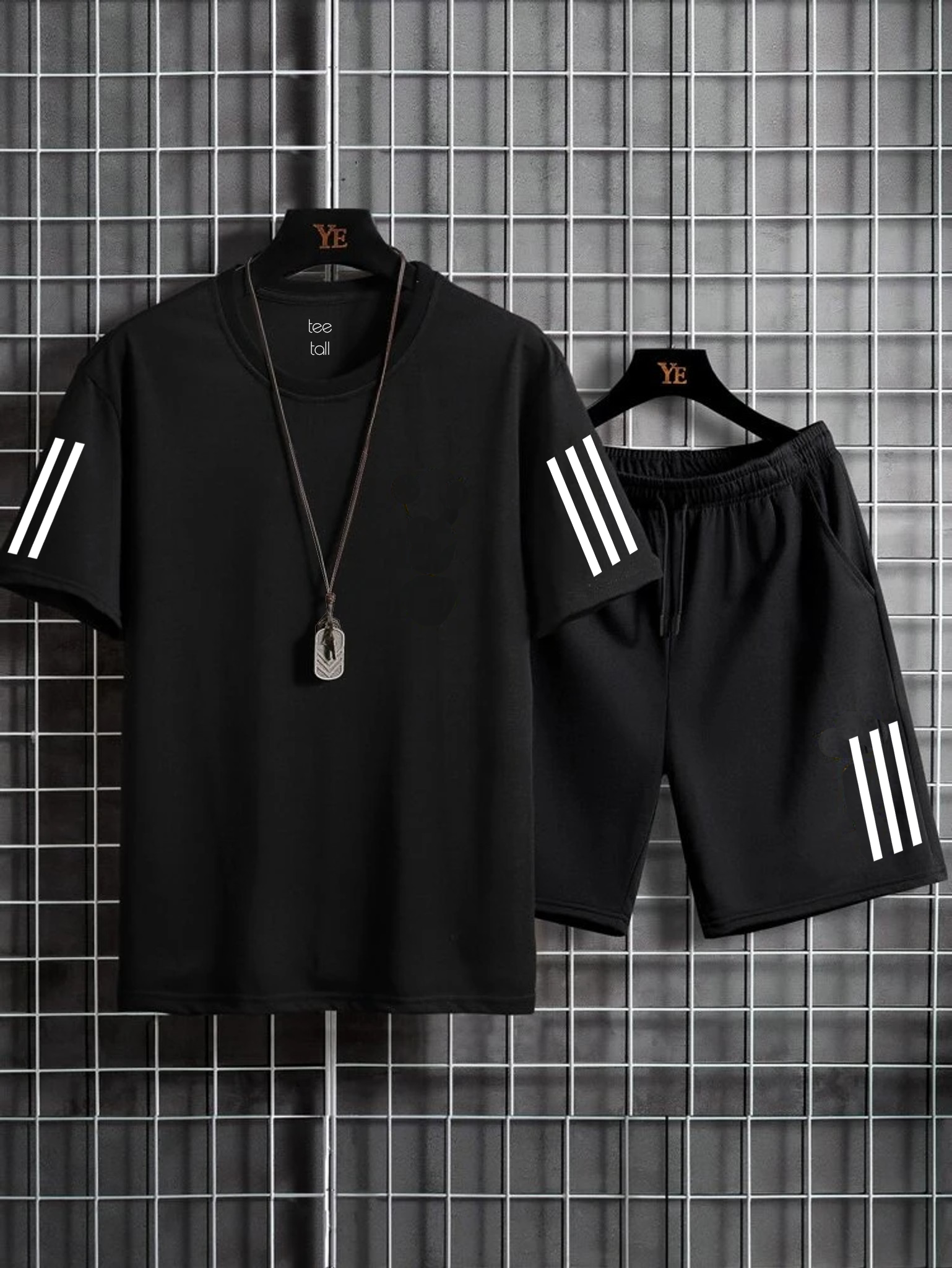 Mens Summer Shorts + T-Shirt Set - SS22 - Black Black