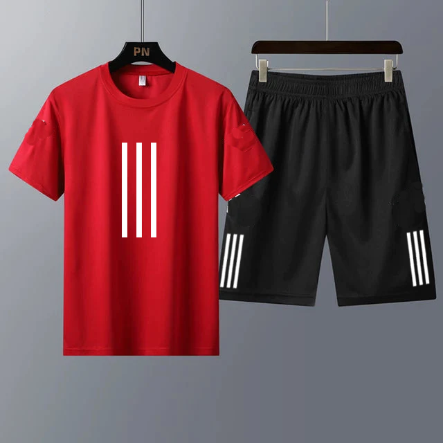 Mens Summer Shorts + T-Shirt Set - SS23 - Red Black