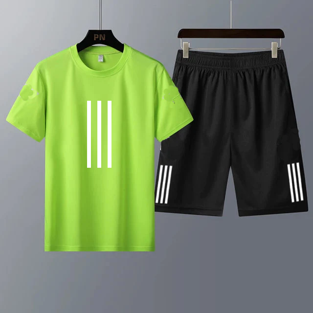 Mens Summer Shorts + T-Shirt Set - SS23 - Green Black