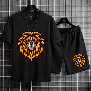 Mens Summer Shorts + T-Shirt Set - TTMSS97 - Black Black