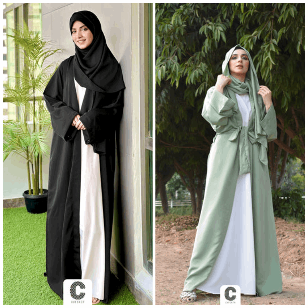 Buy 1 Get 1 FREE Premium Georgette Abaya with Stoles All Sizes Available 436435