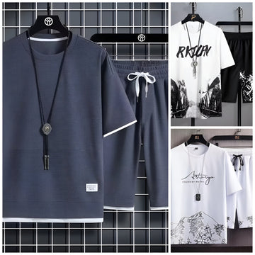 Pack of 3 Men's Summer Sports Suit Tracksuit - Short Sleeves T-Shirts 6527