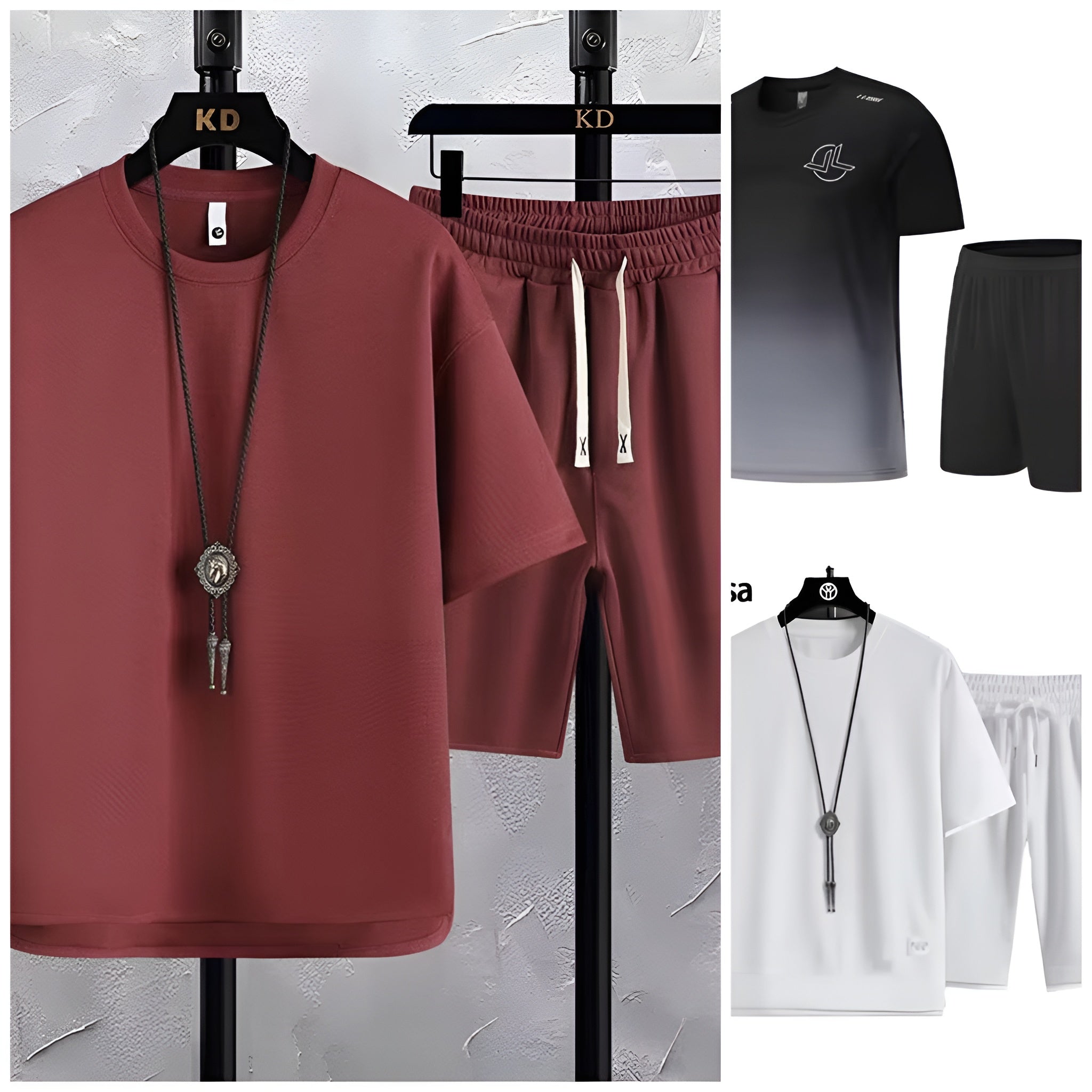 Pack of 3 Men's Summer Sports Suit Tracksuit - Short Sleeves T-Shirts 6532