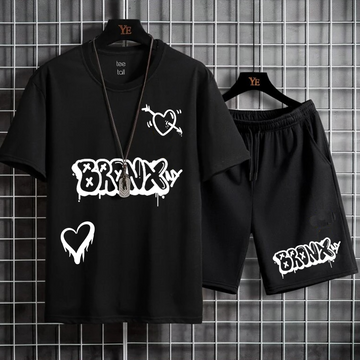 Mens Summer Shorts + T-Shirt Set - SS3 - Black Black