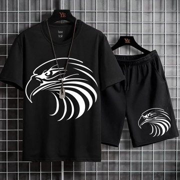 Mens Summer Shorts + T-Shirt Set - SS4 - Black Black